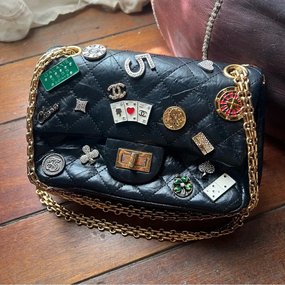 Rare CHANEL Casino Charm Black Quilted Bag with Gold Chain - Picture 2 of 16